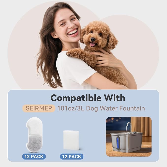 32 Pack Cat Water Filters for SEIRMEP 101oz/3L Stainless Steel Cat Water - Image 2