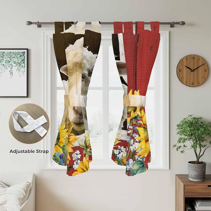 Sheep Flowers Living Room Curtains 84 Inch Length, Window Curtains Tab Top - Image 5