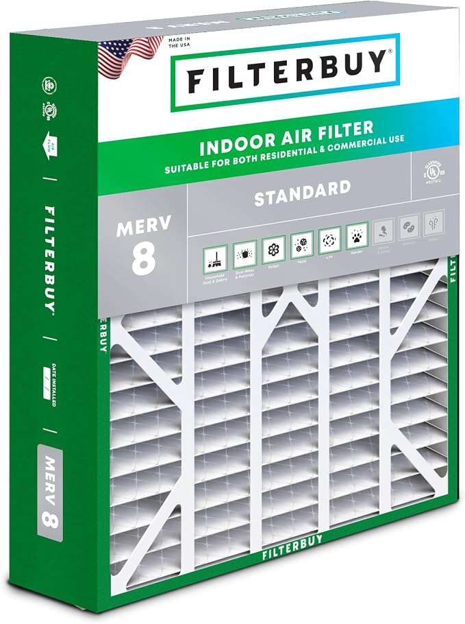 Filterbuy 20x25x6 Air Filter MERV 8 Essential Dust & Allergy Defense, Pleated by Filterbuy