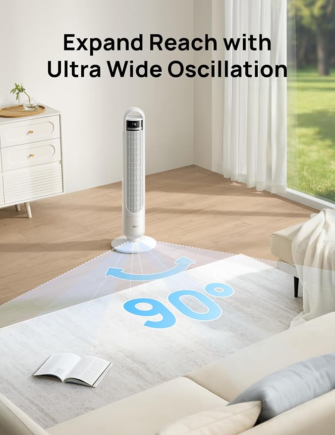 DREO Tower Fan for Bedroom, 90° Oscillating Standing Fans for Room - Image 5