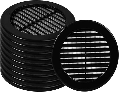 10-Pack 4" Round Air Vent Cover – Black Plastic Soffit Air Vent Deflector by HVACOV