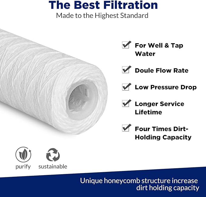 Membrane Solutions 20 Micron 10"x2.5" String Wound Whole House Water Filter - Image 5