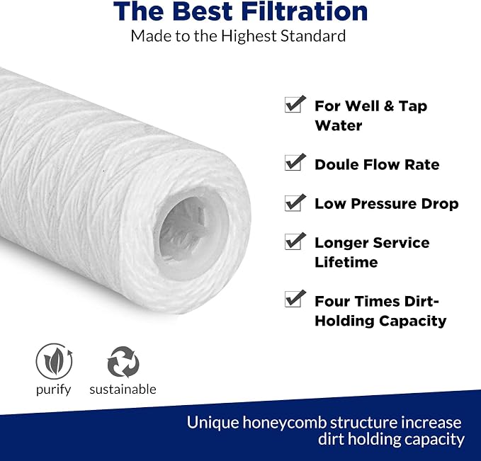 Membrane Solutions 5 Micron 10"x2.5" String Wound Whole House Water Filter - Image 5