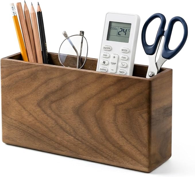 Remote Holder Hole-Free, Self-Adhesive Storage Wooden Box Large | Wall Mounted by Wislist