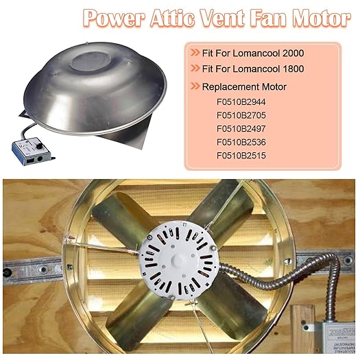 Hiorucet F0510B2944, F0510B2705 Power Attic Vent Fan Motor Replacement - Image 2