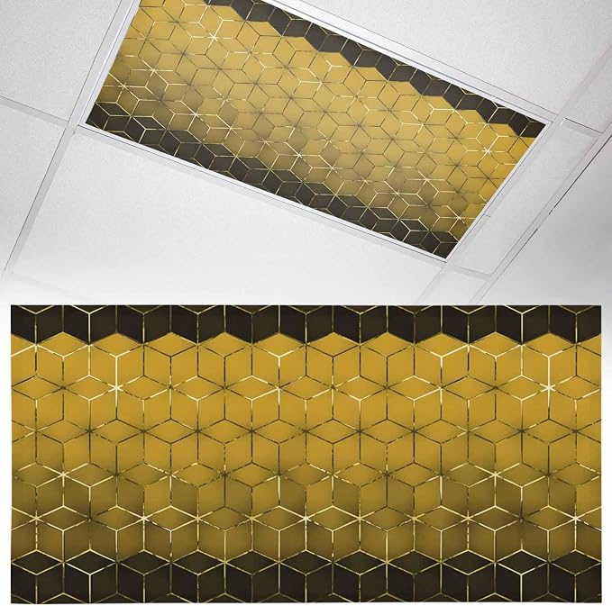 2x4 ft Fluorescent Light Cover for Ceiling Modern Yellow Gradient Geometric by Unknown