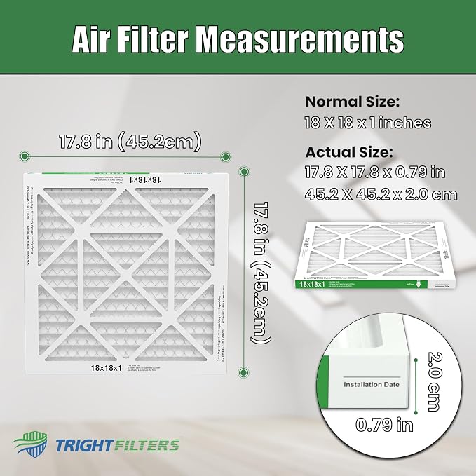 18x18x1 Air Filter 4 Pack, Durable MERV 8 Pleated Home HVAC AC Furnace Filters - Image 2
