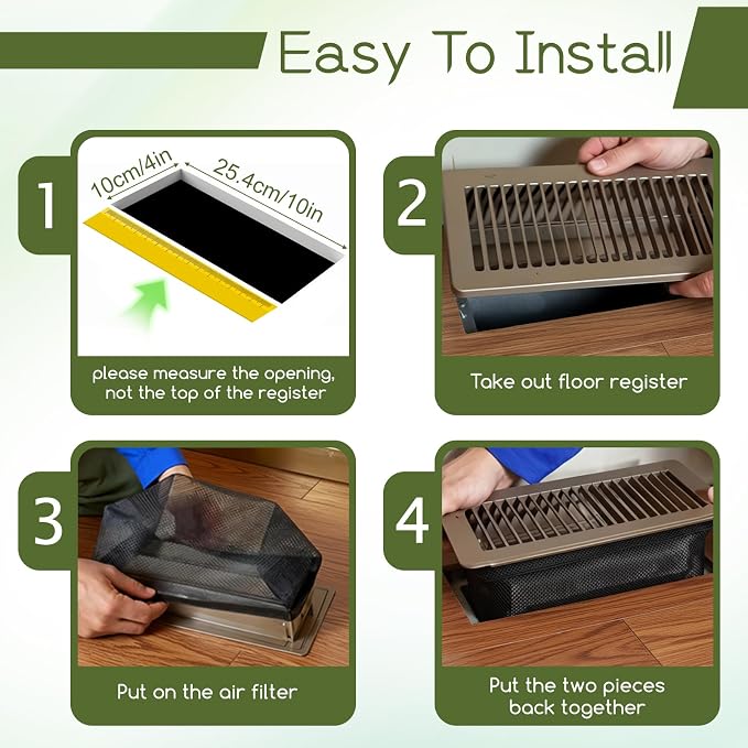 10 Pcs 4 x 10 Inch Floor Register Cover Trap, Floor Vent Filters Screen Floor - Image 3