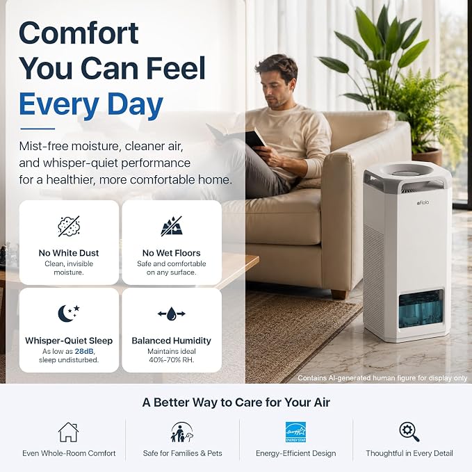 Afloia Humidifier for Bedroom & Large Room – Mist Free Evaporative Humidifier - Image 8