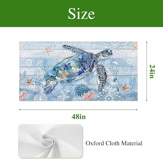 2 Pack Sea Turtle Fluorescent Light Covers Ocean Starfish Coral Blue Wood Grain - Image 9