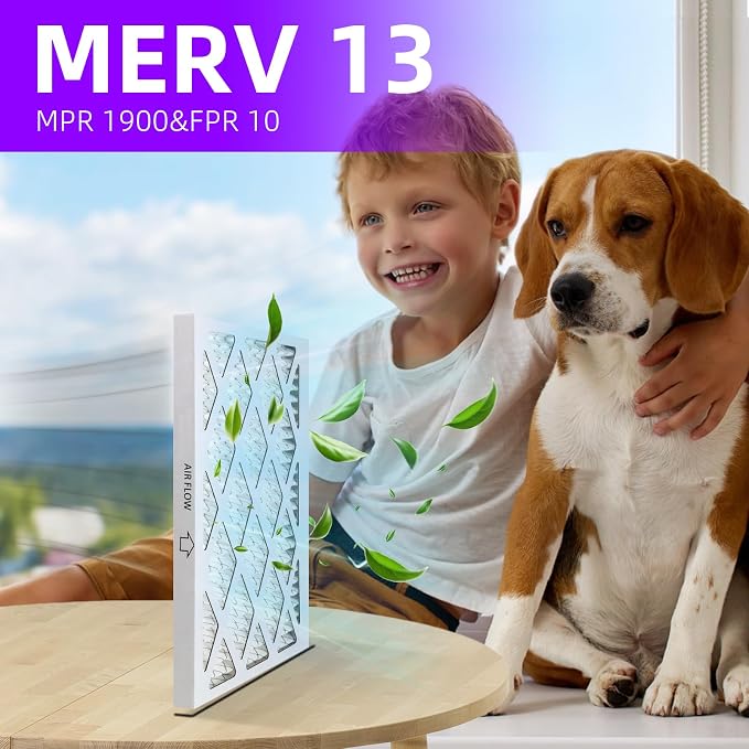 20x20x1 MERV 13 Pleated Air Filter MPR 1900 & FPR 10, Furnace Air Filters - Image 2