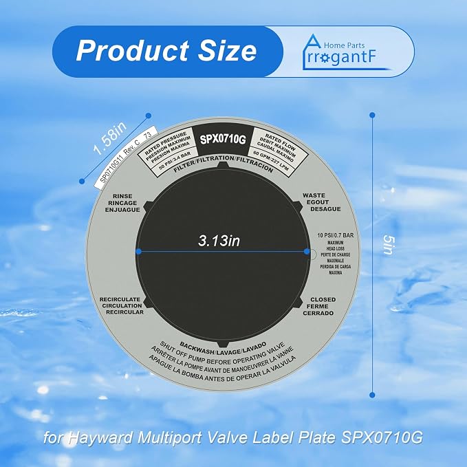 SPX0710G Label Sticker for Hayward Multiport Valve Replacement Label, for - Image 2