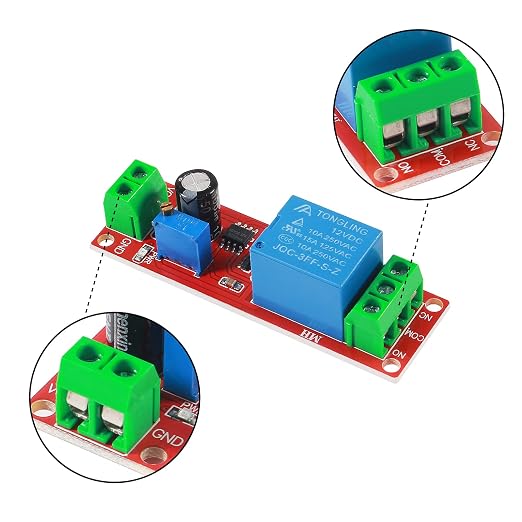 Dorhea 6PCS NE555 DC 12V Delay Timer Relay Switch Module Adjustable 0-10 - Image 4
