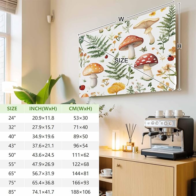 Spring Flower Leaf Farm Mushroom Indoor TV Cover, Elastic TV Screen Protector - Image 3