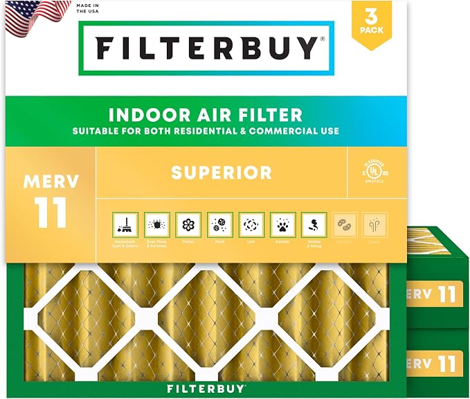 Filterbuy 24x24x4 Air Filter MERV 11 Superior Pet & Allergy Defense, by Filterbuy