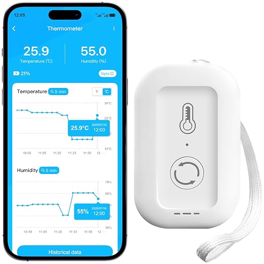 WiFi Thermometer Hygrometer, Smart Humidity Temperature Sensor by MMU