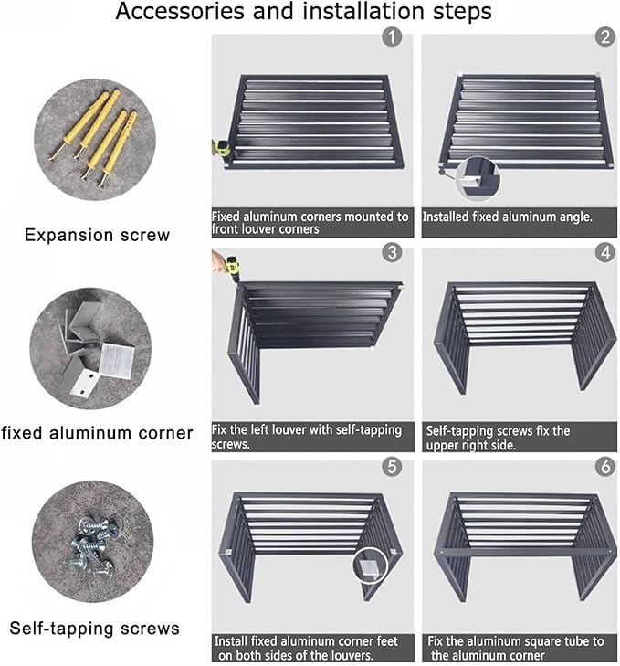 Split Air Conditioner Fence Privacy Screen 4 Panel, Aluminum Air Conditioner - Image 7