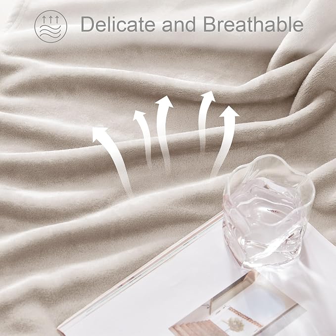 Exclusivo Mezcla Fleece Blanket King Size for Bed, Super Soft and Warm, All Season, Cozy, Plush, Lightweight, 90x104 Inches, Camel