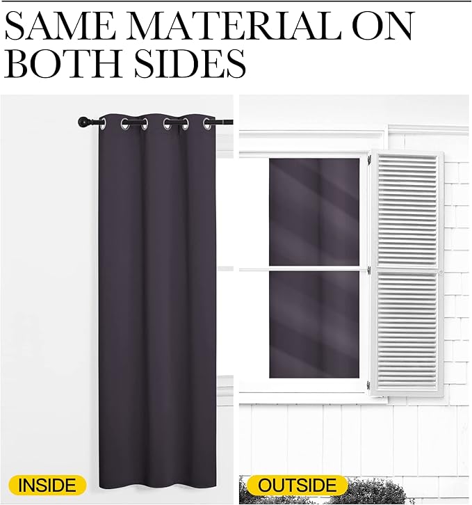 NICETOWN Blackout Curtain Panels for Bedroom, 2 Panels, W70 x L95-inch, Greyish Purple, Thermal Insulated Grommet Top Blackout Draperies and Drapes for Basement