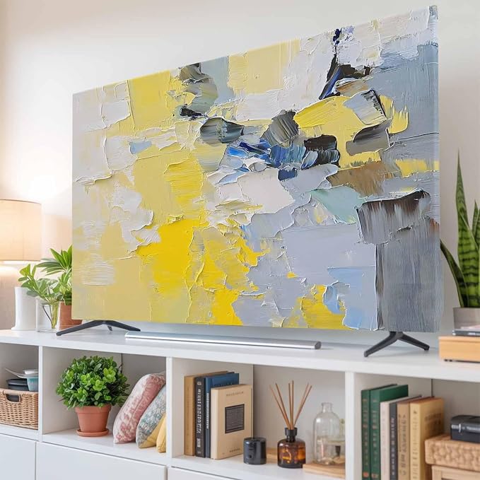 Abstract Watercolor Color Blocks Indoor TV Cover, Elastic TV Screen Protector - Image 6