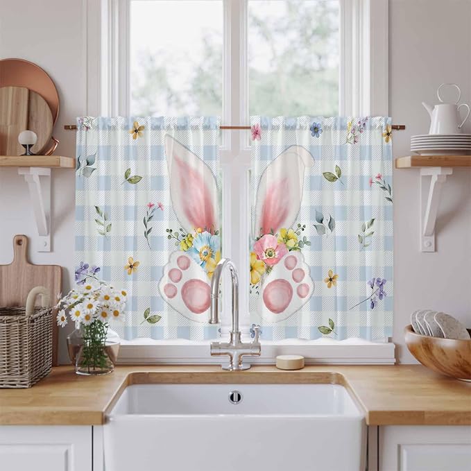 Easter Kitchen Curtains 54 Inch Long 2 Panel Set, Rod Pocket Window Curtains by Unknown