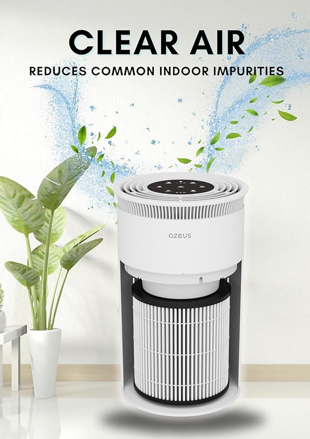 AZEUS Air Purifier for Home Pets Hair Dust in Bedroom Up Top 843 ft² H13 True - Image 4
