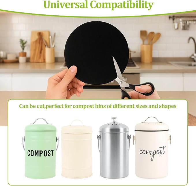 6 Pack Charcoal Filters for Kitchen Compost Bin, 6.7 Inch Compost Filters for - Image 6