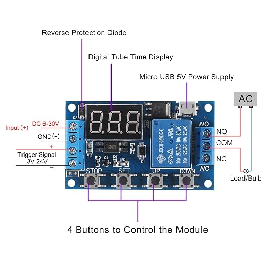 2pcs DC 6-30V Timer Relay Programmable Time Delay Relay Module Cycle Timer - Image 3