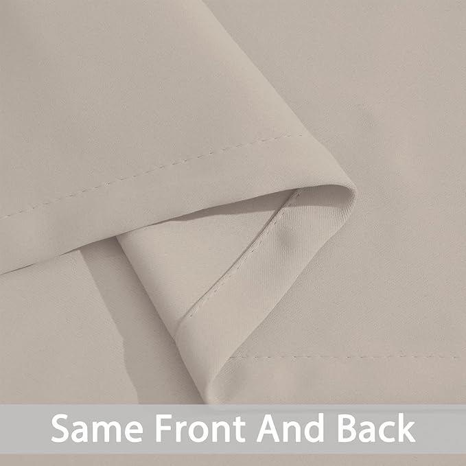 Yakamok Blackout Curtains Room Darkening Thermal Insulated Window Panels,Solid Grommet Top Drapes for Bedroom/Living Room(62Wx63L, Natural, 2 Panels)