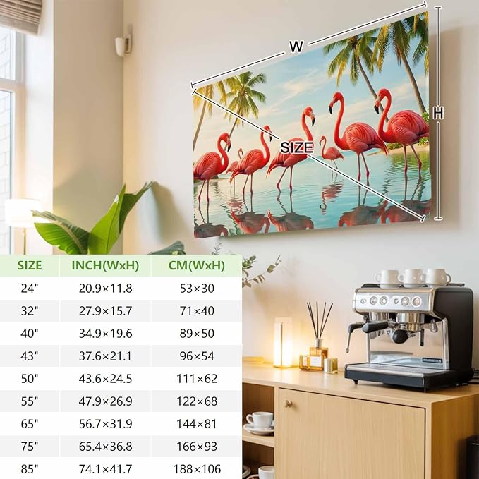Summer Tropical Pink Flamingos Indoor TV Cover, Elastic TV Screen Protector - Image 4