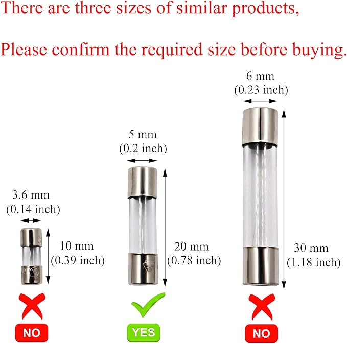 SIXQJZML 10 Pack F20AL Fast-Blow Fuse 20A 20 amp 125V Glass Fuses 0.2 x 0.78 - Image 3