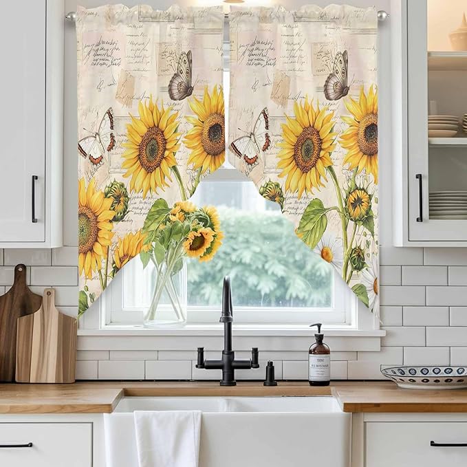 Yellow Sunflowers Swag Valances - Image 2