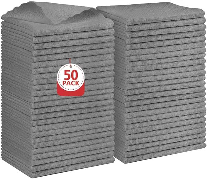Orighty Microfiber Cleaning Cloth Bulk, 50 Pack Shop Towels, Reusable Cleaning by AllRightinOrighty