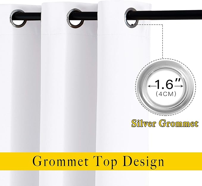 NICETOWN White Doorway Curtains 80 inches Long, Grommet Privacy Door Curtains Room Darkening Thermal Window Treatments for Bedroom/Living Room, 2 Panels, W46 x L80