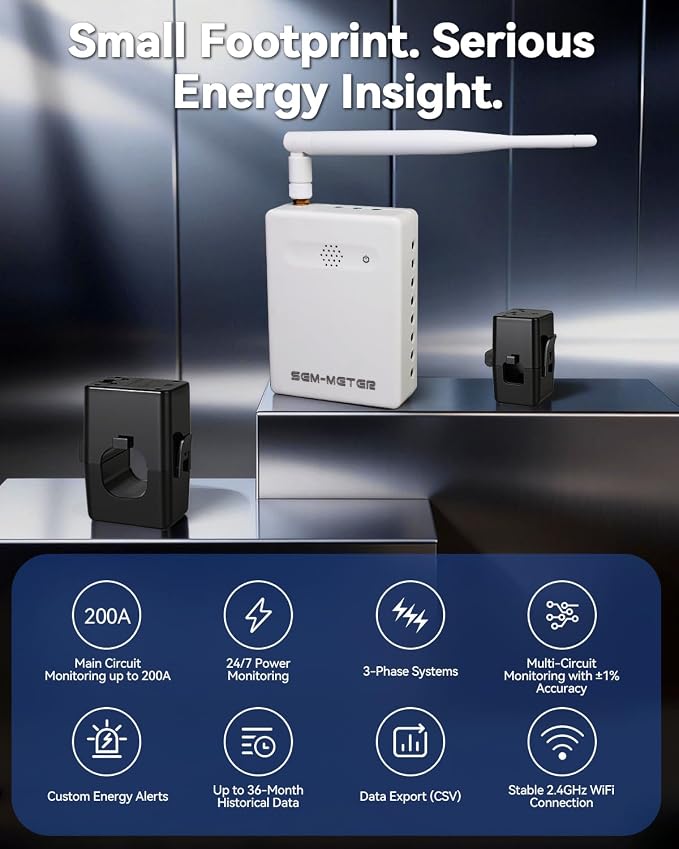 Smart Home Energy Monitor with 16 50A Circuit Level Sensors, Real-Time Power - Image 2