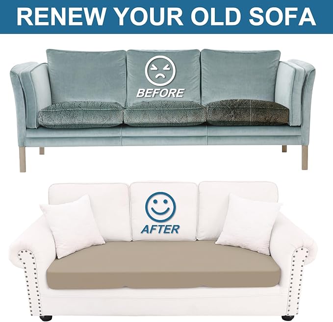 Smiry Printed Couch Cushion Covers, Stretch Soft Couch Covers for Sofa, Washable Non-Slip Sofa Slipcover Furniture Protector for Indoor and Outdoor (Medium,Taupe)