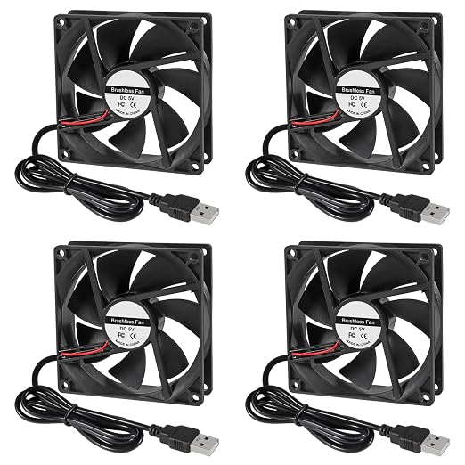 4Pcs 92mm USB Fan 92mm x 25mm Cooling Fan 5V 9225 USB DC Brushless Small - Image 2