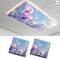 2 Pack Dreamy Purple Flower Decorative Ceiling Light Covers, Magnetic 4x2 Ft by AOHMPT