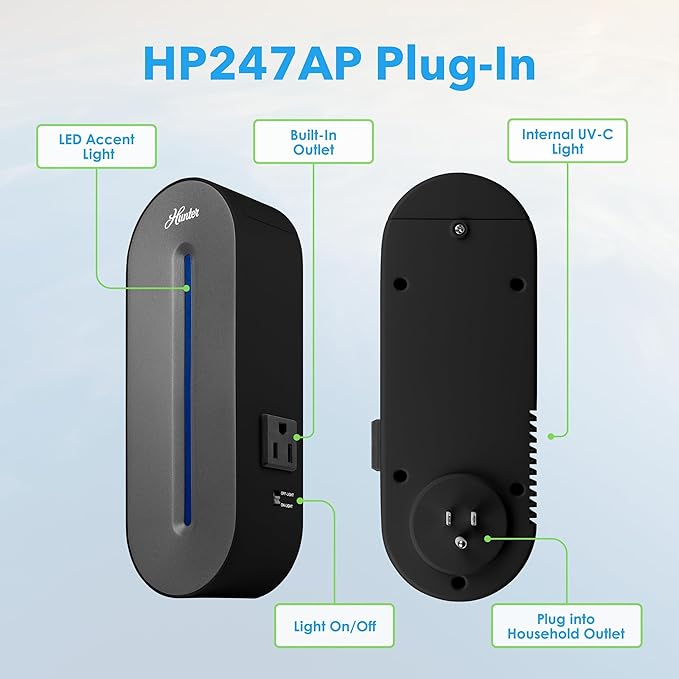 Hunter Plug-in UV Air Sanitizer, Matches A Variety of Room Decors and Styles - Image 4