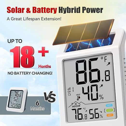BaldrTherm Indoor Outdoor Thermometer Wireless, Digital Temperature Humidity - Image 2