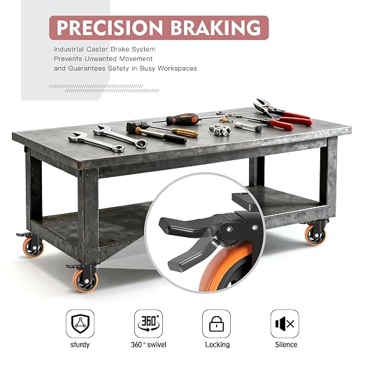 4 Inch Heavy Duty Caster Wheels, Industrial Casters Set of 4 Load 1600lbs - Image 3