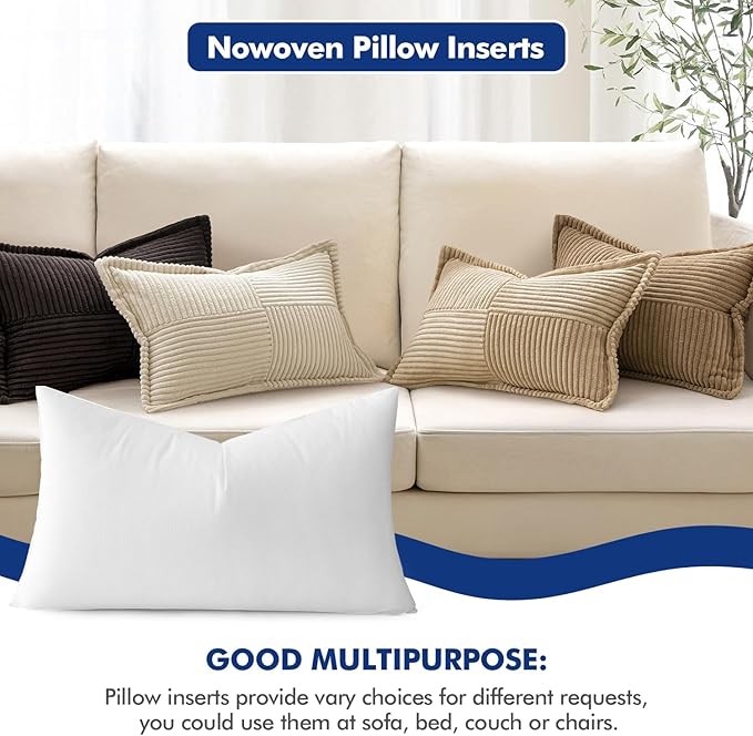 MIULEE Pillow Insert 14x36 Inch, Decorative Rectangle Throw Pillow Inserts, Premium Fluffy Pillow Forms Sham Stuffer for Sofa Couch Living Room