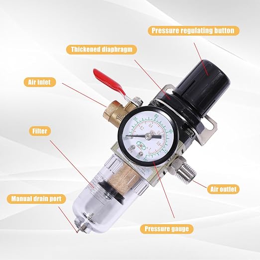 G1/4 Compressed Air Filter Regulator Combo Manual Drain Water Oil Separator - Image 3