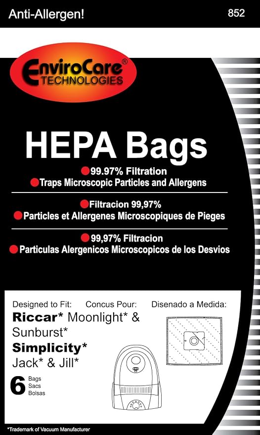 EnviroCare Replacement HEPA Filtration Vacuum Cleaner Dust Bags made to fit - Image 2