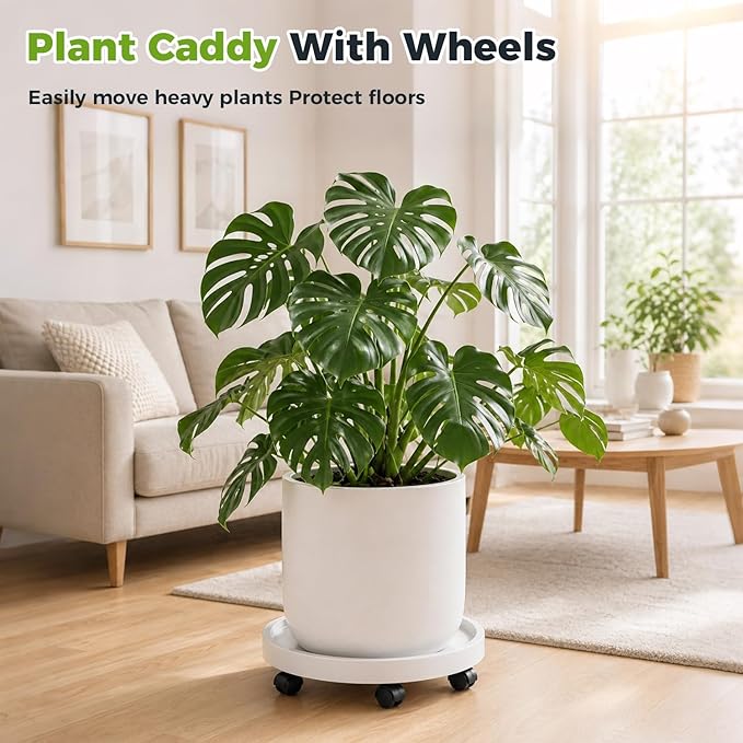 4 Packs Plant Caddy with Wheels 12" Plant Stand Potted Plant Mover Heavy Duty - Image 6
