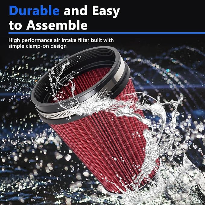 6" 152 mm High Flow Inlet Air Filter, Air Intake Cone Filter Replacement - Image 5