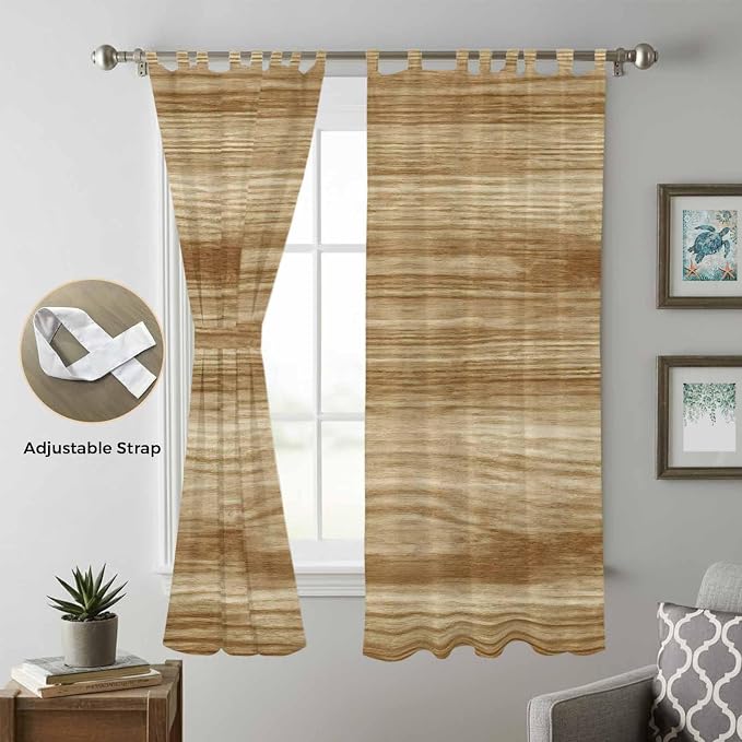 Light Brown Wood Grain Living Room Curtains 84 Inch Length, Window Curtains Tab - Image 5