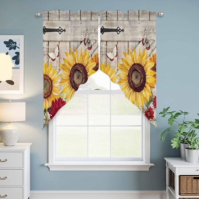 Red Yellow Sunflowers Swag Valances - Image 6