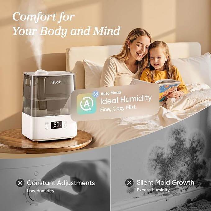 Levoit Humidifiers for Bedroom Large Room, 60H Runtime, Smart App | Top Fill - Image 2