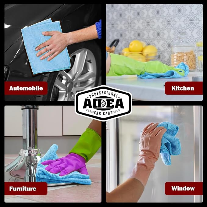 AIDEA Microfiber Cleaning Cloth Blue 10PK, Microfiber Towels - Image 5